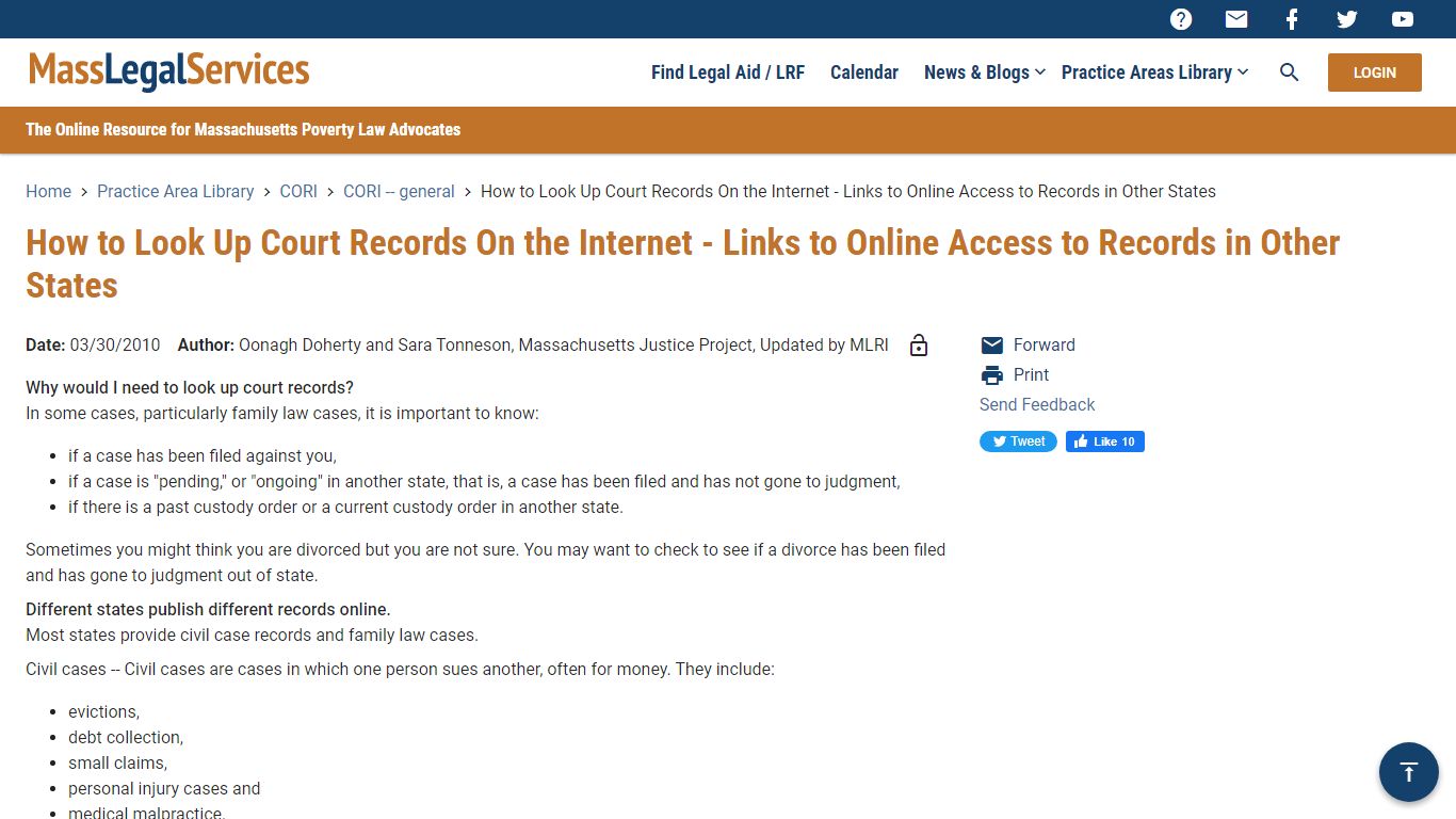 How to Look Up Court Records On the Internet - Mass Legal Services